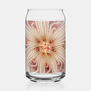 Abstracte moderne perzik pastel bloem fractale kun blikvorm glas