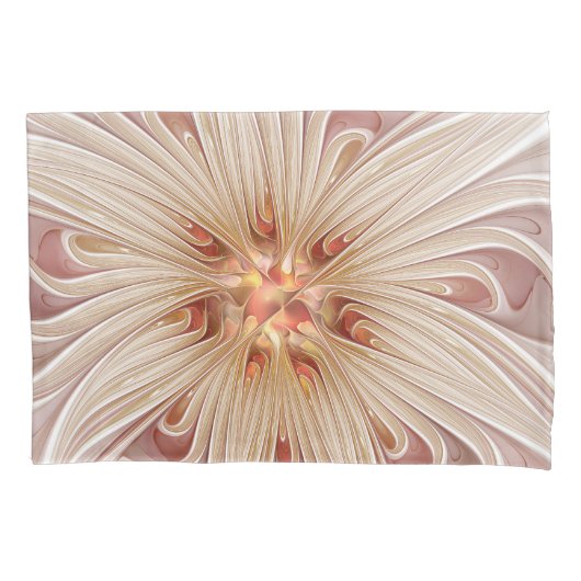 Abstracte moderne perzik pastel bloem fractale kun kussensloop (Voorkant)