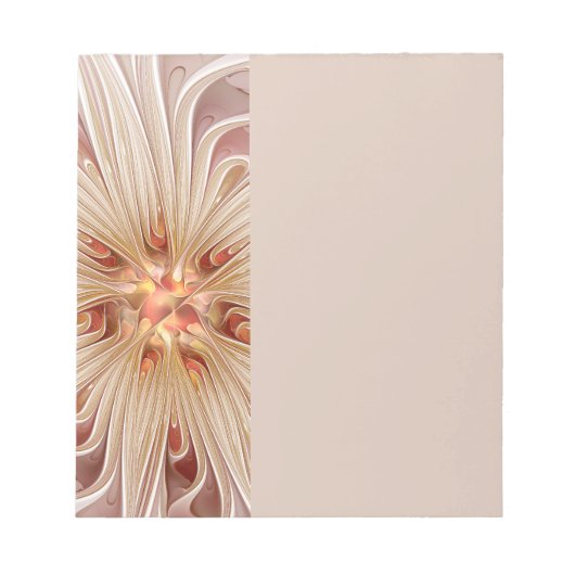 Abstracte moderne perzik pastel bloem fractale kun notitieblok (Voorkant)