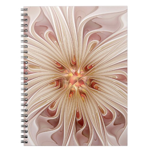 Abstracte moderne perzik pastel bloem fractale kun notitieboek (Voorkant)