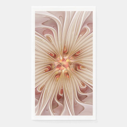 Abstracte moderne perzik pastel bloem fractale kun servet (Voorkant)