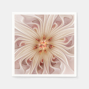 Abstracte moderne perzik pastel bloem fractale kun servet