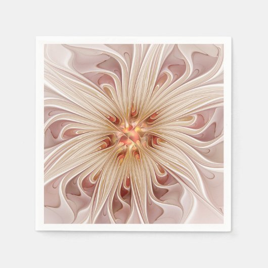 Abstracte moderne perzik pastel bloem fractale kun servet (Voorkant)