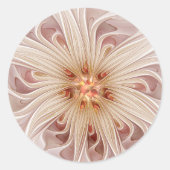 Abstracte moderne perzik pasteltinten bloem fracta ronde sticker (Voorkant)