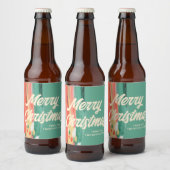 Abstracte moderne prettige kerstnaam bier etiket (Flessen)
