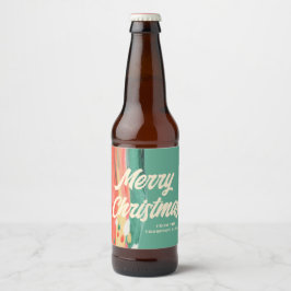 Abstracte moderne prettige kerstnaam bier etiket