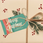 Abstracte moderne prettige kerstnaam cadeaulabel