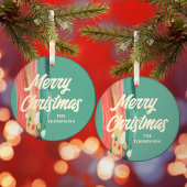 Abstracte moderne prettige kerstnaam glas ornament