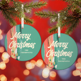 Abstracte moderne prettige kerstnaam glas ornament