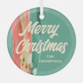 Abstracte moderne prettige kerstnaam glas ornament (Voorkant)