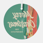 Abstracte moderne prettige kerstnaam glas ornament (Achterkant)