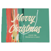 Abstracte moderne prettige kerstnaam groot cadeauzakje (Voorkant)