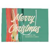 Abstracte moderne prettige kerstnaam groot cadeauzakje (Achterkant)