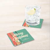 Abstracte moderne prettige kerstnaam kartonnen onderzetters (Insitu)