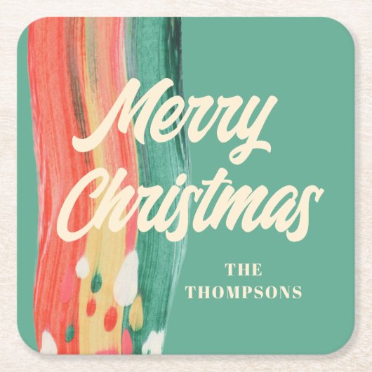 Abstracte moderne prettige kerstnaam kartonnen onderzetters (Voorkant)