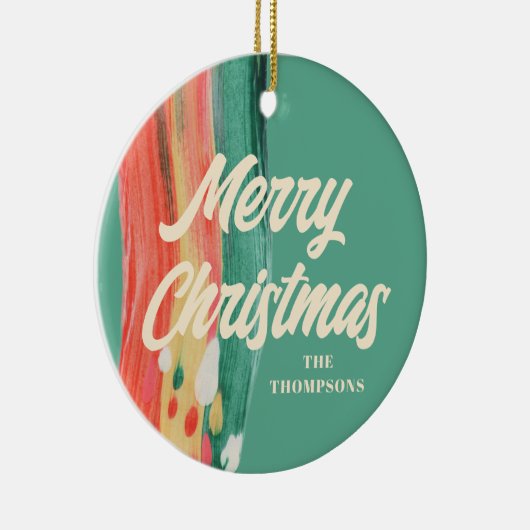 Abstracte moderne prettige kerstnaam keramisch ornament (Rechts)