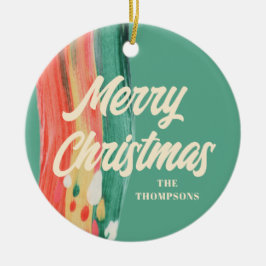 Abstracte moderne prettige kerstnaam keramisch ornament