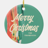 Abstracte moderne prettige kerstnaam keramisch ornament (Achterkant)