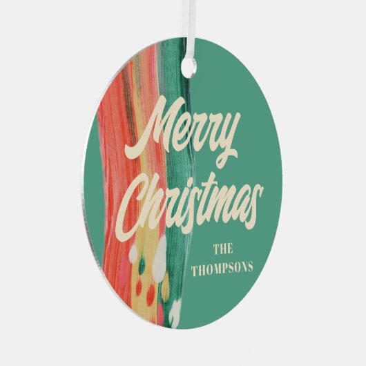 Abstracte moderne prettige kerstnaam metalen ornament (Voorkant Rechts)