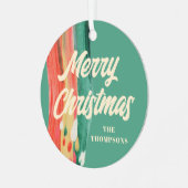 Abstracte moderne prettige kerstnaam metalen ornament (Voorkant links)