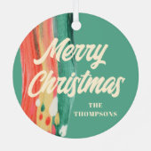 Abstracte moderne prettige kerstnaam metalen ornament (Achterkant)