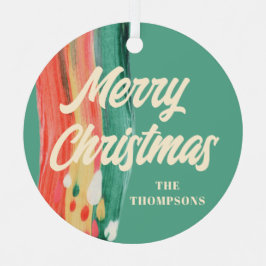 Abstracte moderne prettige kerstnaam metalen ornament