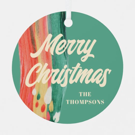 Abstracte moderne prettige kerstnaam metalen ornament (Voorkant)