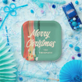 Abstracte moderne prettige kerstnaam papieren bordje (Feest)