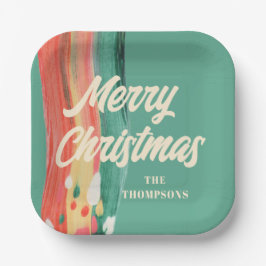 Abstracte moderne prettige kerstnaam papieren bordje