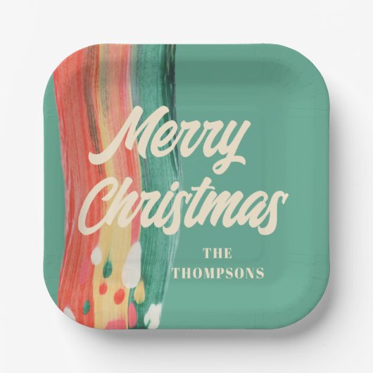 Abstracte moderne prettige kerstnaam papieren bordje (Voorkant)