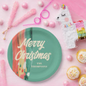 Abstracte moderne prettige kerstnaam papieren bordje (Feest)