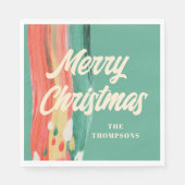 Abstracte moderne prettige kerstnaam servet (Voorkant)