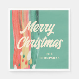 Abstracte moderne prettige kerstnaam servet