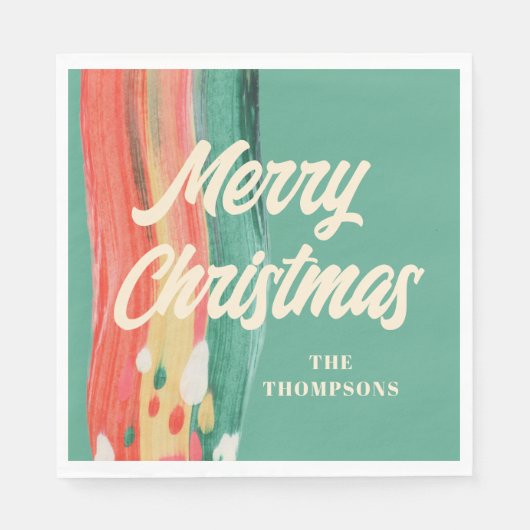 Abstracte moderne prettige kerstnaam servet (Voorkant)