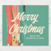 Abstracte moderne prettige kerstnaam sparkling wijnetiket (Enkel label)