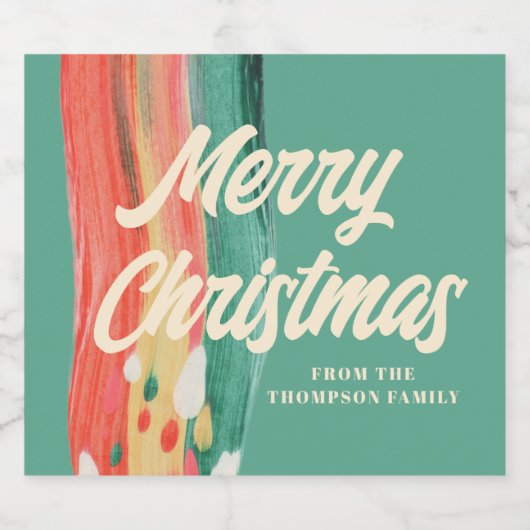 Abstracte moderne prettige kerstnaam sparkling wijnetiket (Enkel label)