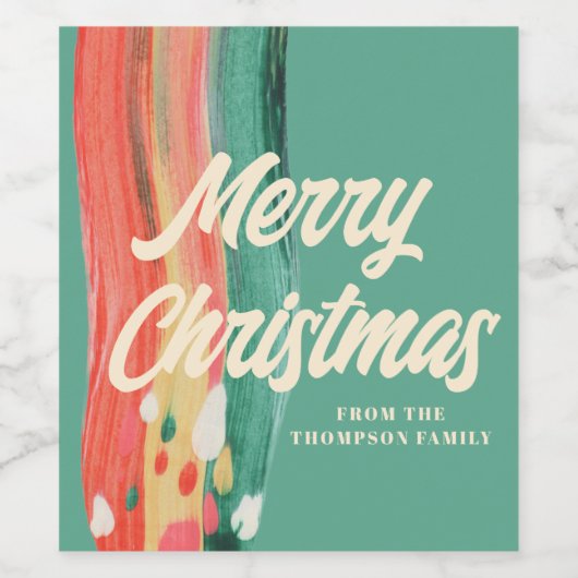 Abstracte moderne prettige kerstnaam wijn etiket (Enkel label)