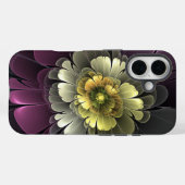 Abstracte moderne purper khaki grijs fractal bloem Case-Mate iPhone case (Achterkant (horizontaal))