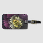 Abstracte Moderne Purper Khaki Grijs Fractale Bloe Bagagelabel (Voorkant (horizontaal))