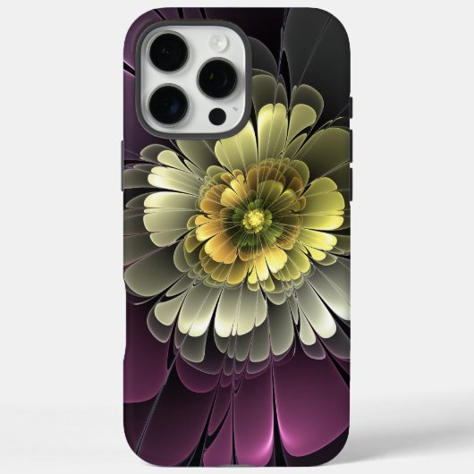 Abstracte moderne purper khaki grijs fractale bloe Case-Mate iPhone case (Achterkant)