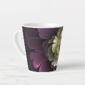 Abstracte Moderne Purper Khaki Grijs Fractale Bloe Latte Mok (Linkerhoek)