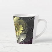 Abstracte Moderne Purper Khaki Grijs Fractale Bloe Latte Mok (Rechts)