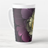 Abstracte Moderne Purper Khaki Grijs Fractale Bloe Latte Mok (Linkerhoek)