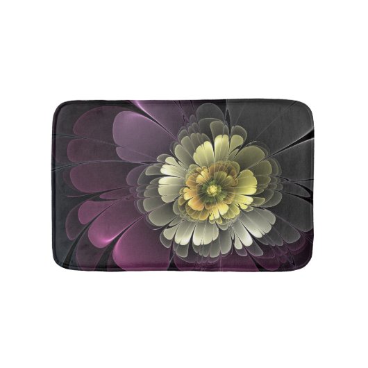 Abstracte moderne purper khaki grijze fractal bloe badmat (Voorkant)