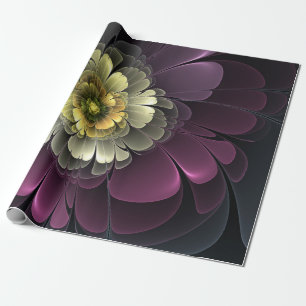 Abstracte moderne purper khaki grijze fractal bloe cadeaupapier