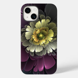 Abstracte moderne purper khaki grijze fractal bloe Case-Mate iPhone 14 hoesje