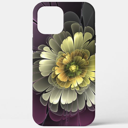 Abstracte moderne purper khaki grijze fractal bloe Case-Mate iPhone case (Achterkant)