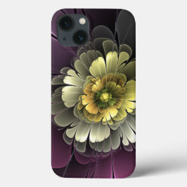 Abstracte moderne purper khaki grijze fractal bloe Case-Mate iPhone case