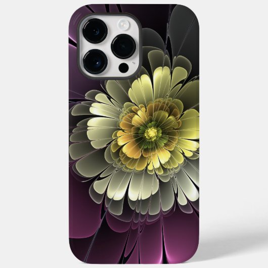 Abstracte moderne purper khaki grijze fractal bloe Case-Mate iPhone case (Achterkant)