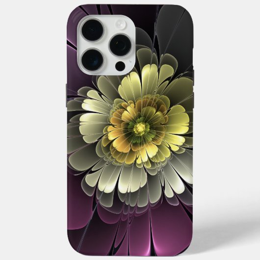 Abstracte moderne purper khaki grijze fractal bloe Case-Mate iPhone case (Achterkant)